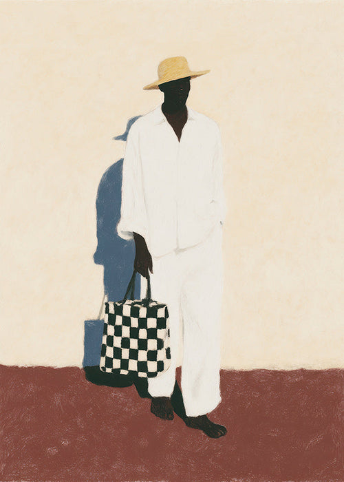 Design minimalista com figura de fato branco