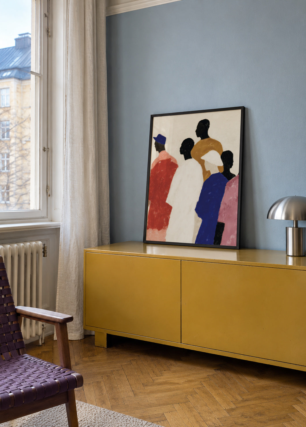 Crowded Colors III - Framed poster in an interior