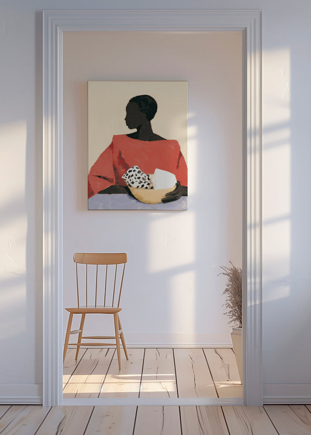 Arte para cozinha: mulher com tigela – Canvas