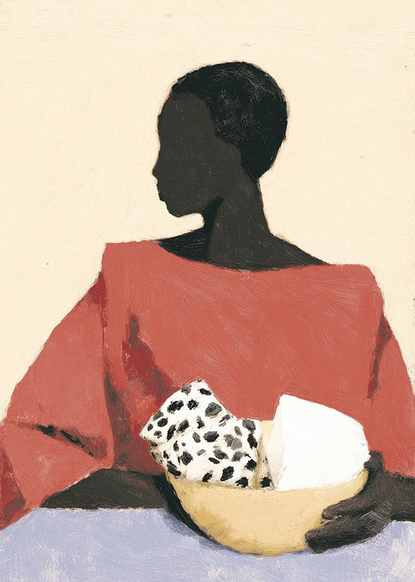 Arte para cozinha: mulher com tigela
