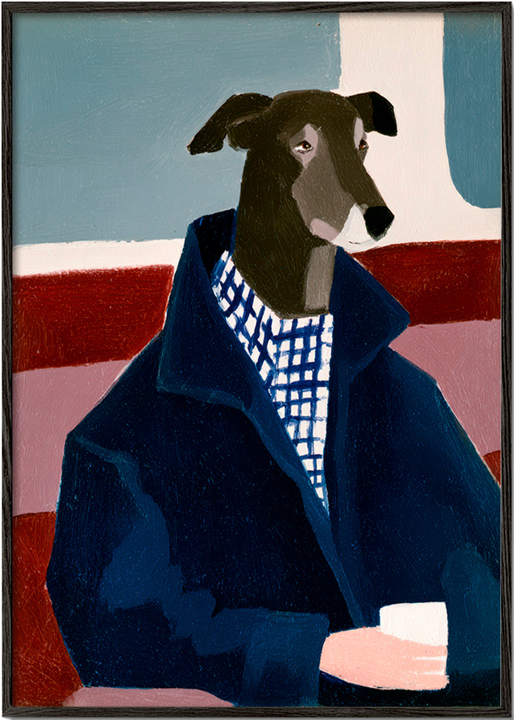 Galgo em casaco azul – Black Frame