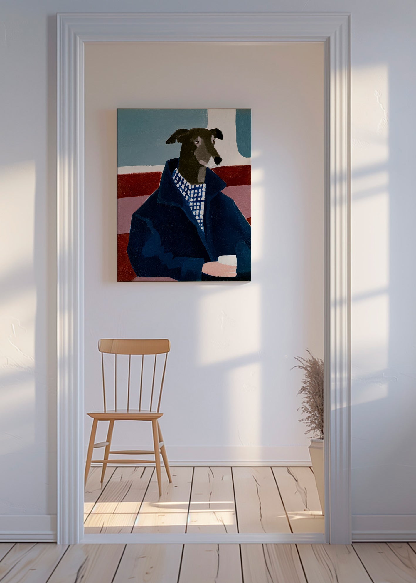 Galgo em casaco azul – Canvas