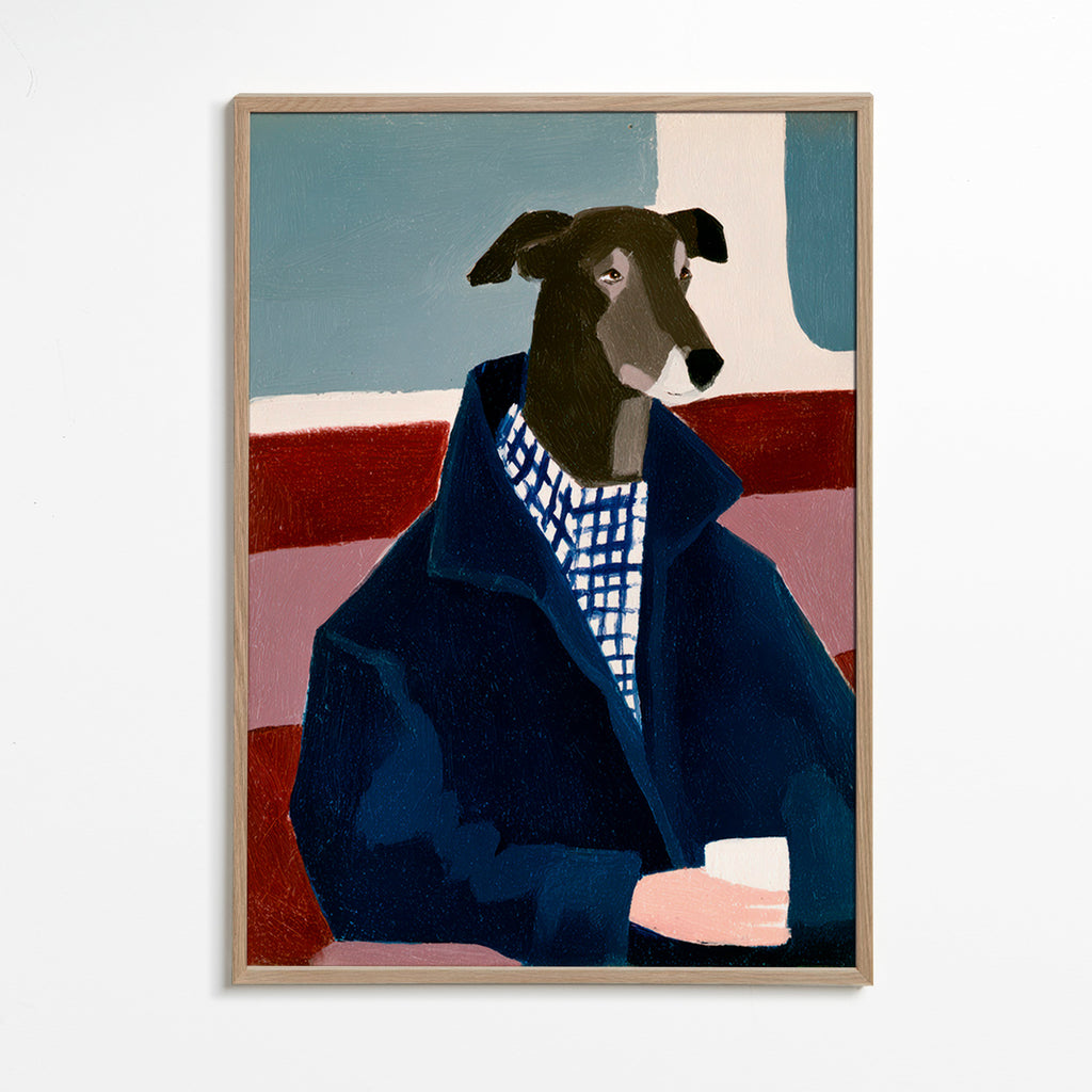 Galgo em casaco azul – Oak Frame