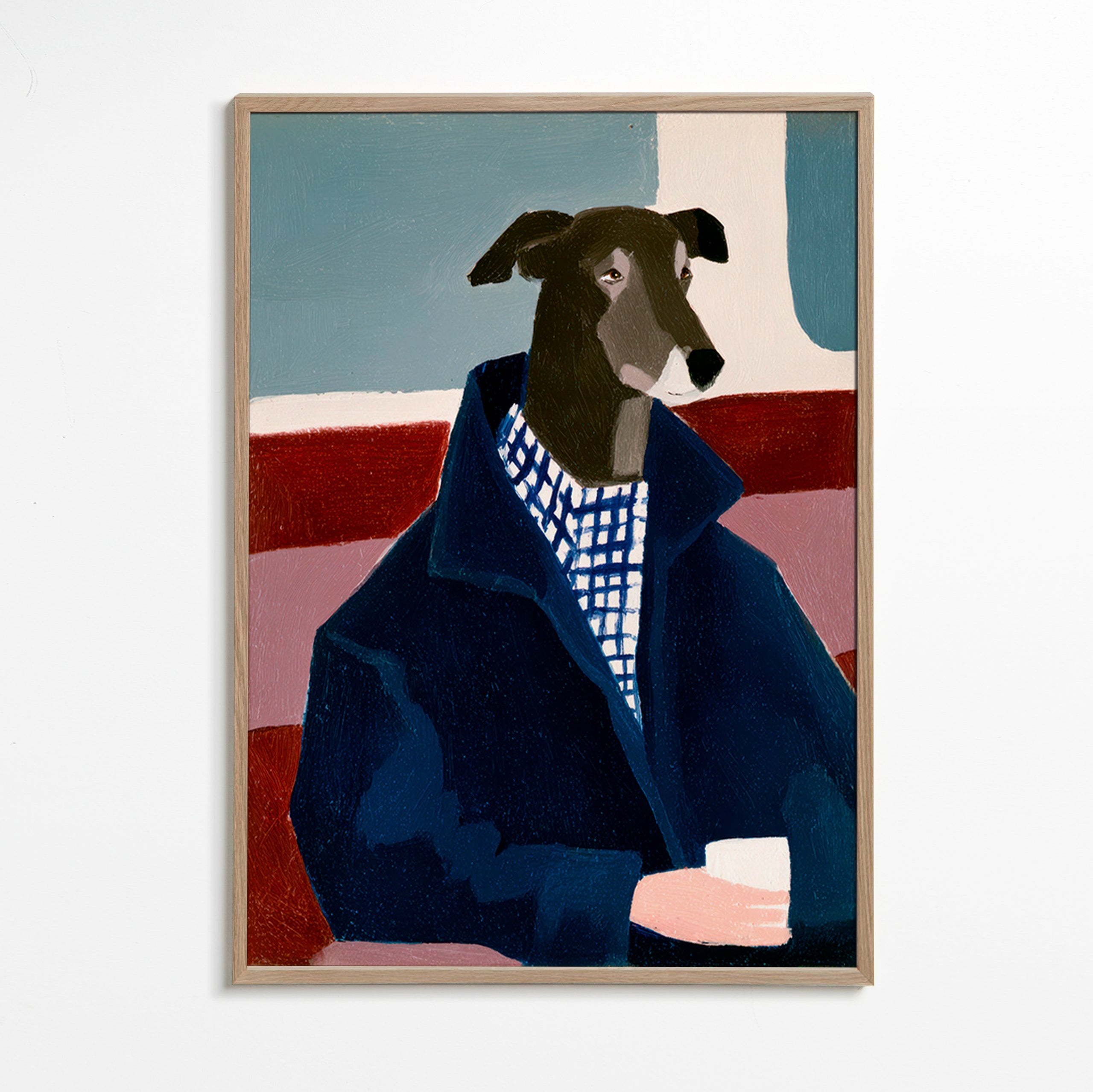 Galgo em casaco azul – Oak Frame