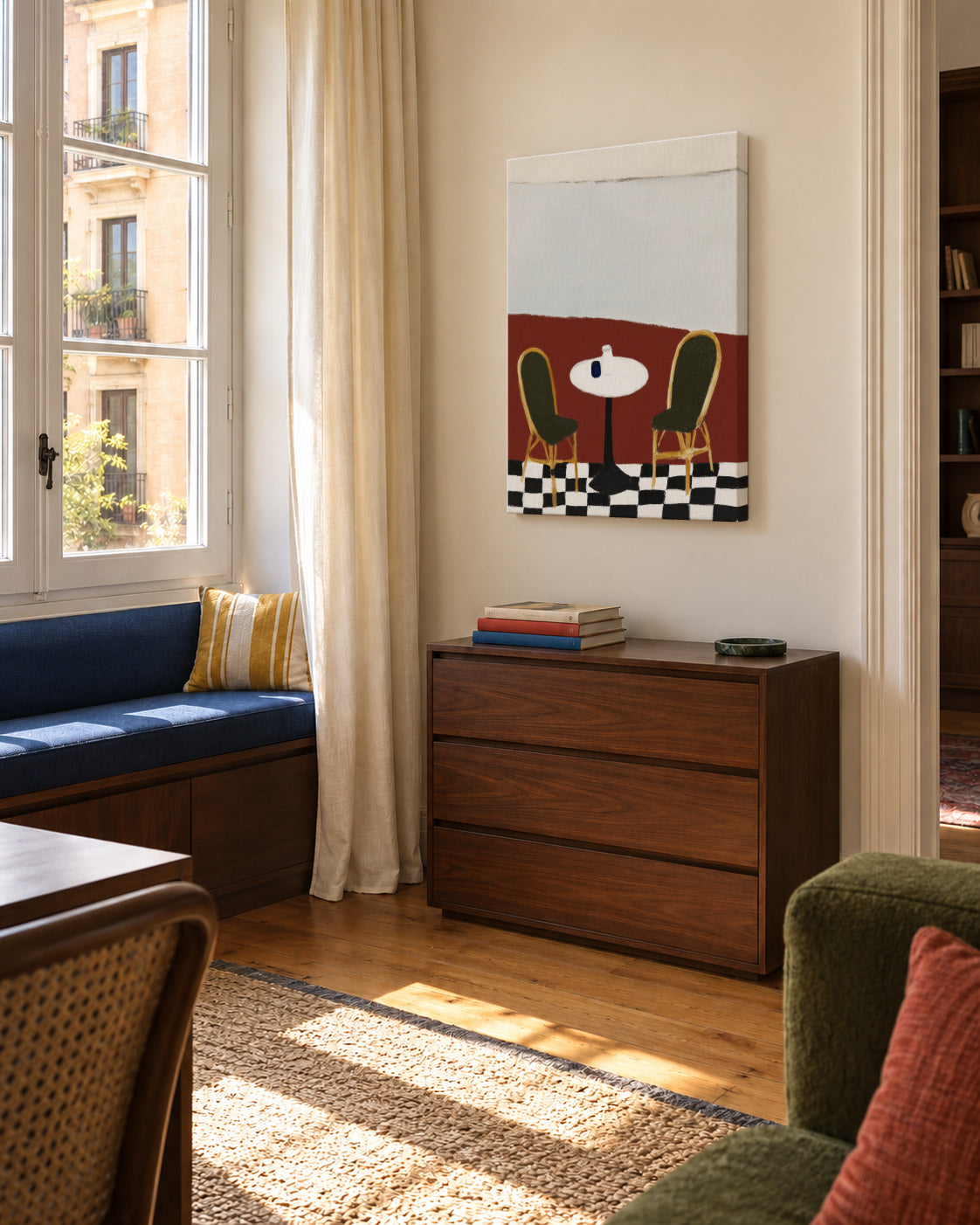 Empty Terrace - Unframed canvas in an interior