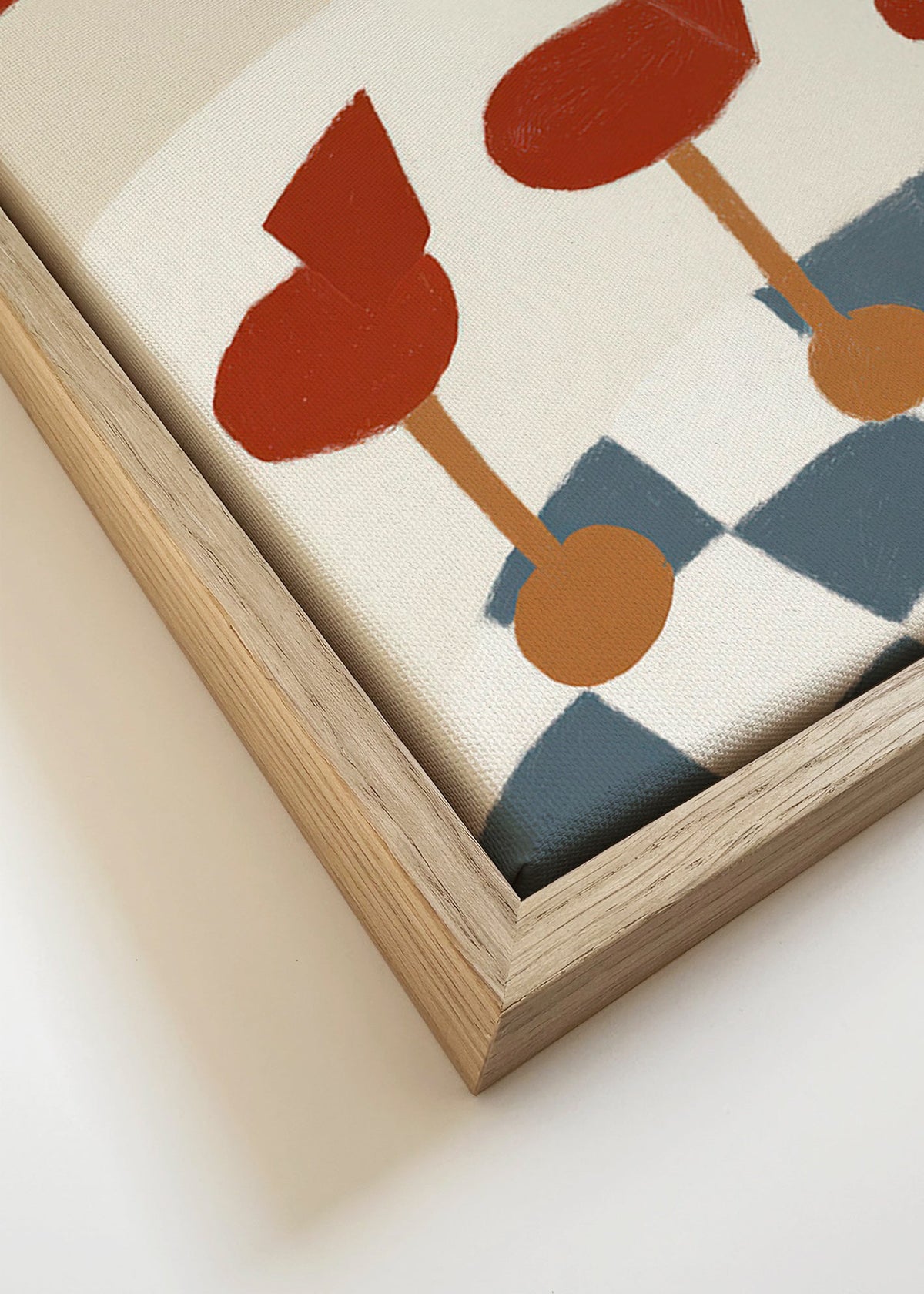 Arte para cozinha com bancos vermelhos e chão xadrez – Canvas detail