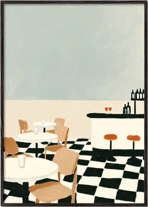 Arte para cozinha piso xadrez e balcão – Black Frame