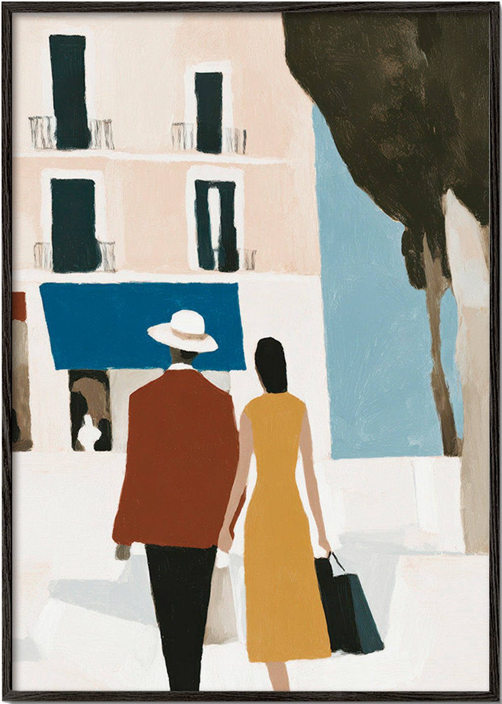 Ilustração de casal em fachada minimalista – Black Frame