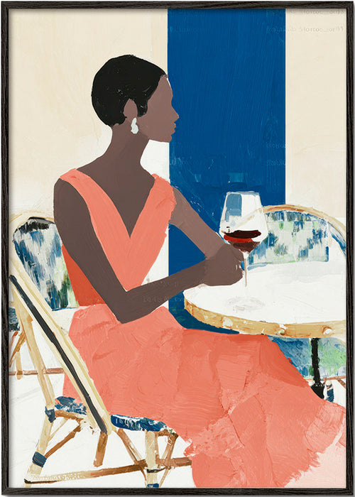 Arte para cozinha mulher com taça – Black Frame
