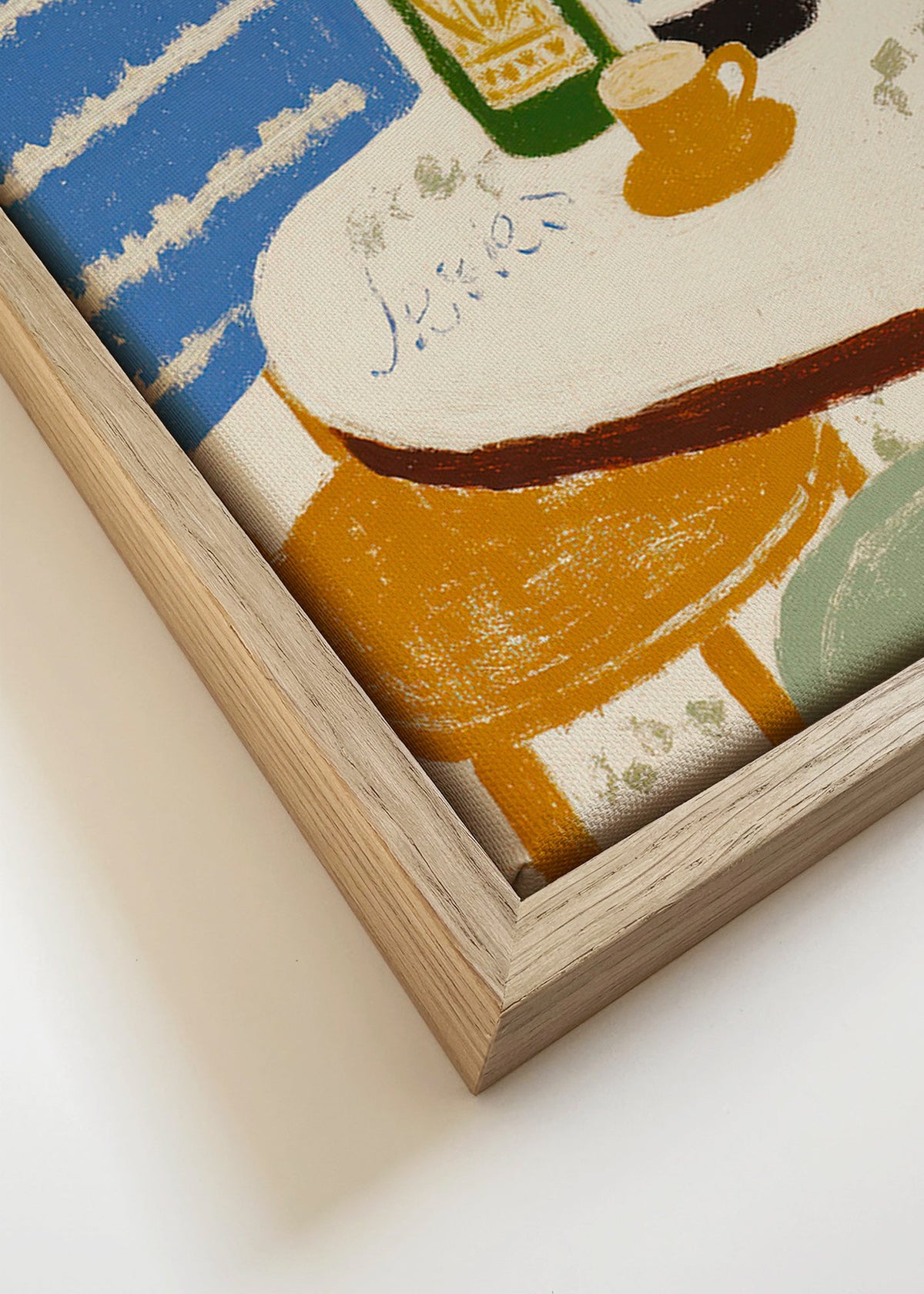 Arte para cozinha com garrafas e chávena – Canvas detail