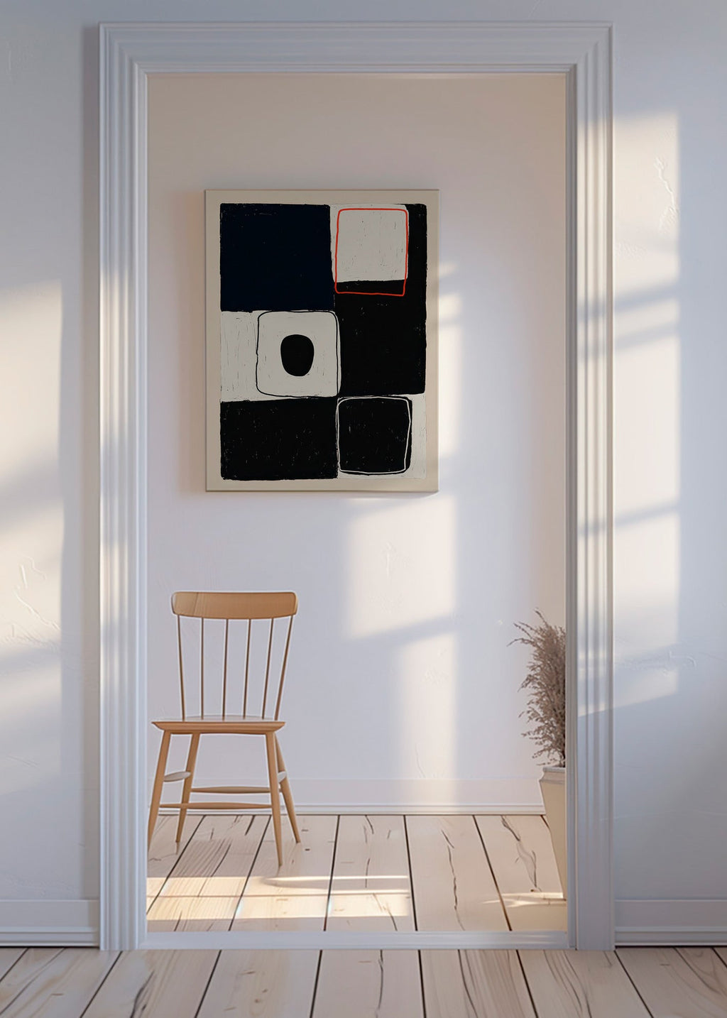 Quadro geométrico com blocos empilhados – Canvas