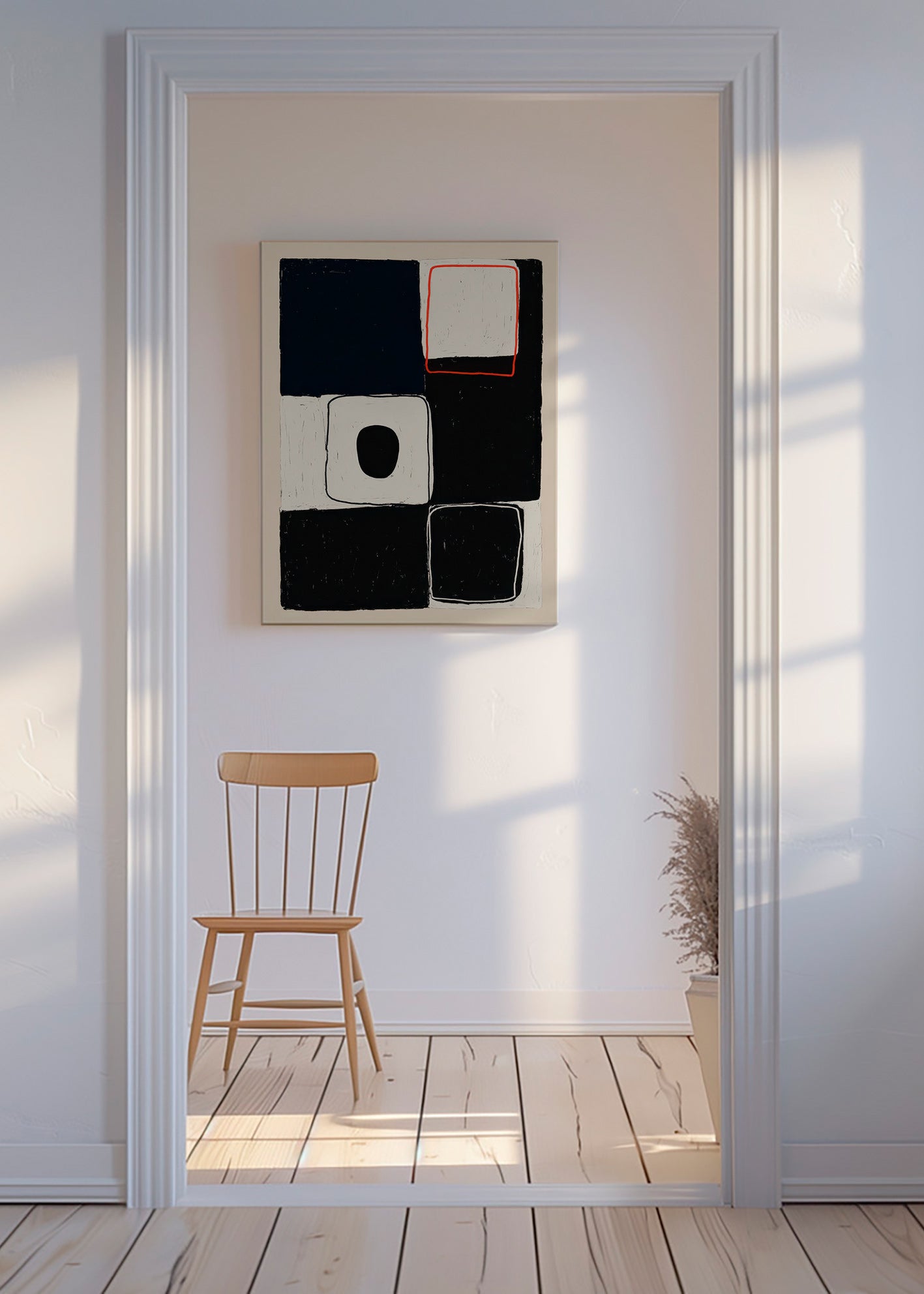 Quadro geométrico com blocos empilhados – Canvas