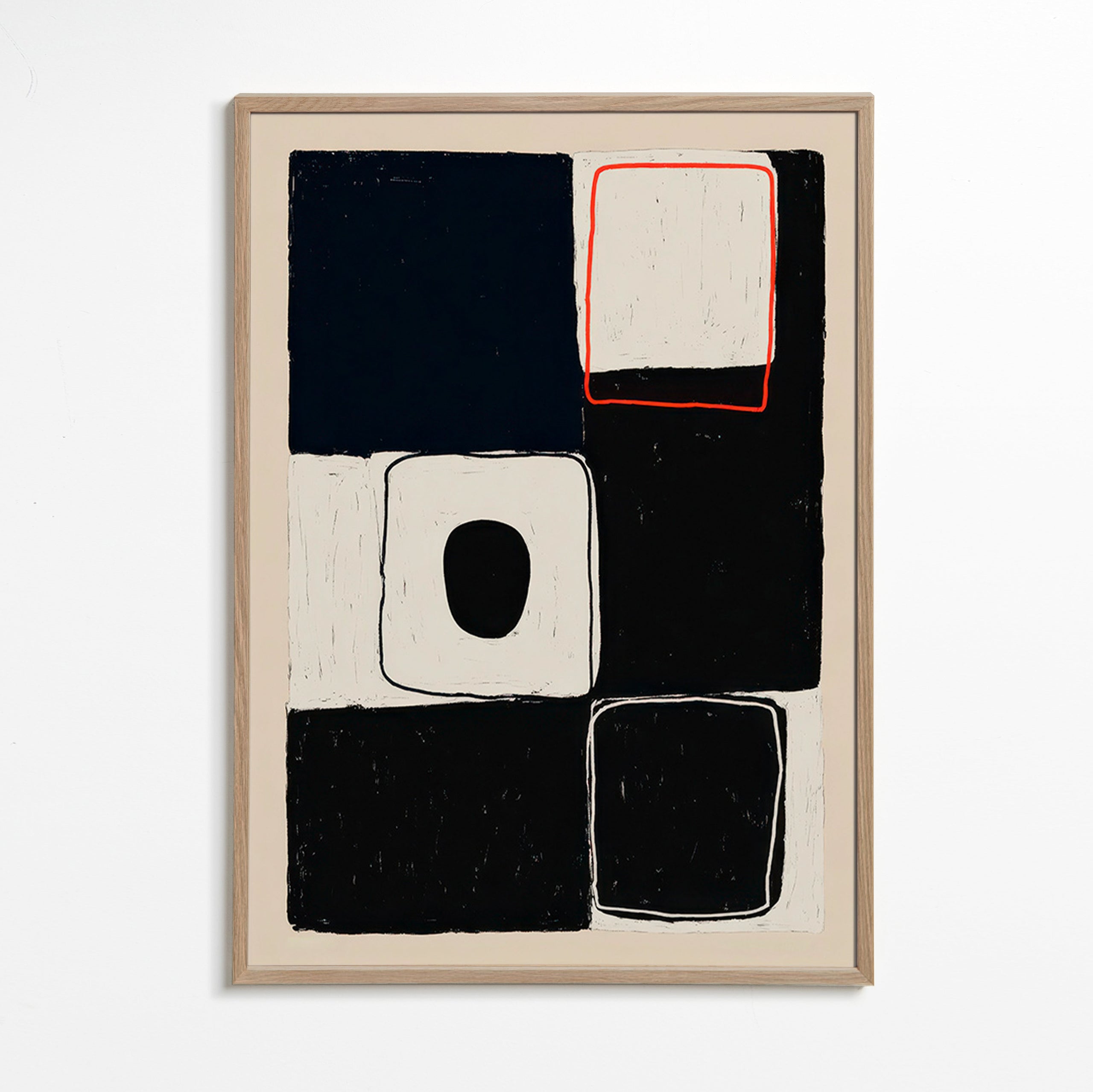 Quadro geométrico com blocos empilhados – Oak Frame