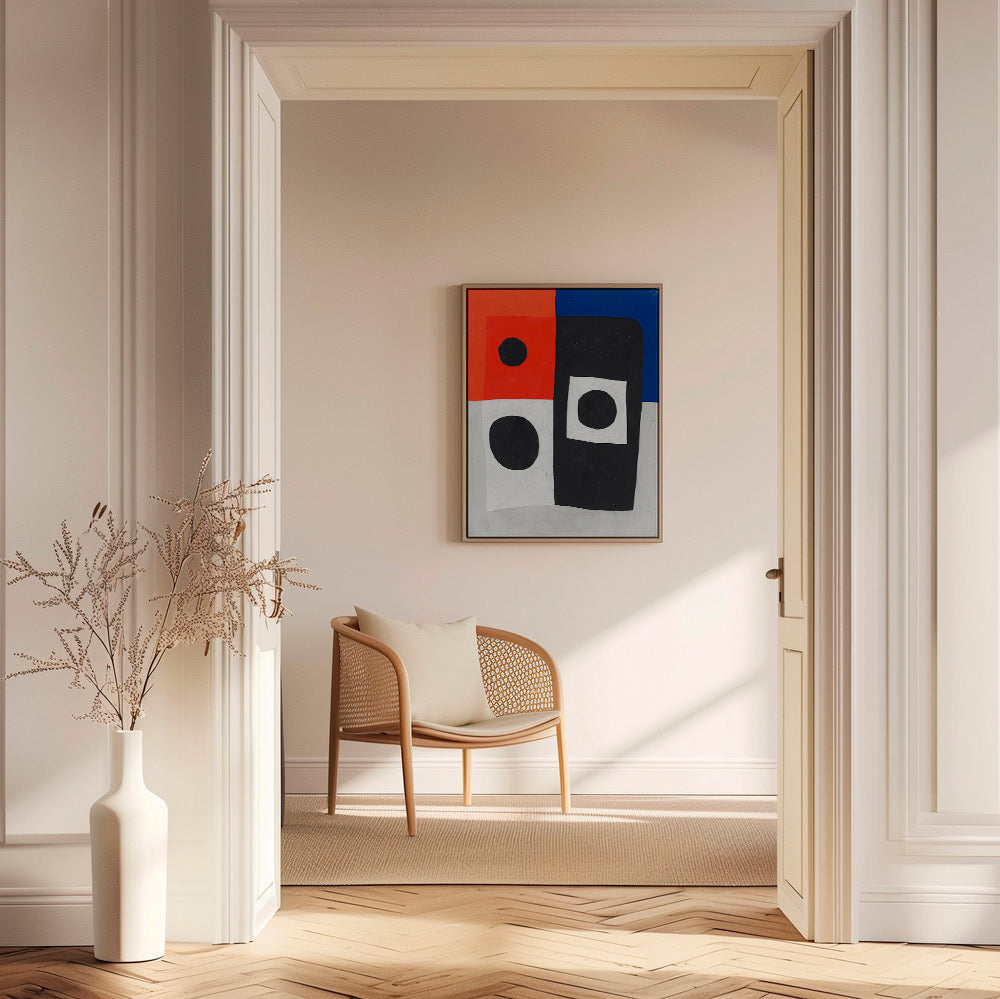 Quadro geométrico com blocos e círculos – Canvas1