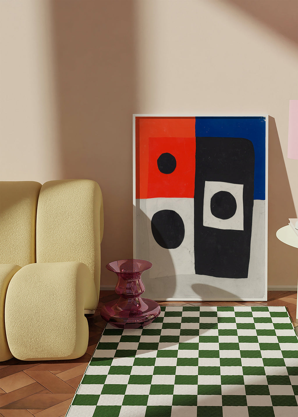 Quadro geométrico com blocos e círculos – Product1