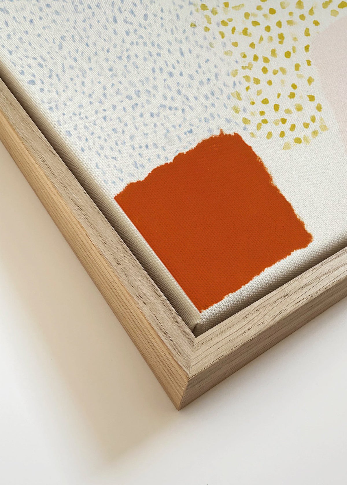 Estampa botânica com blocos oliva e terracota – Canvas detail