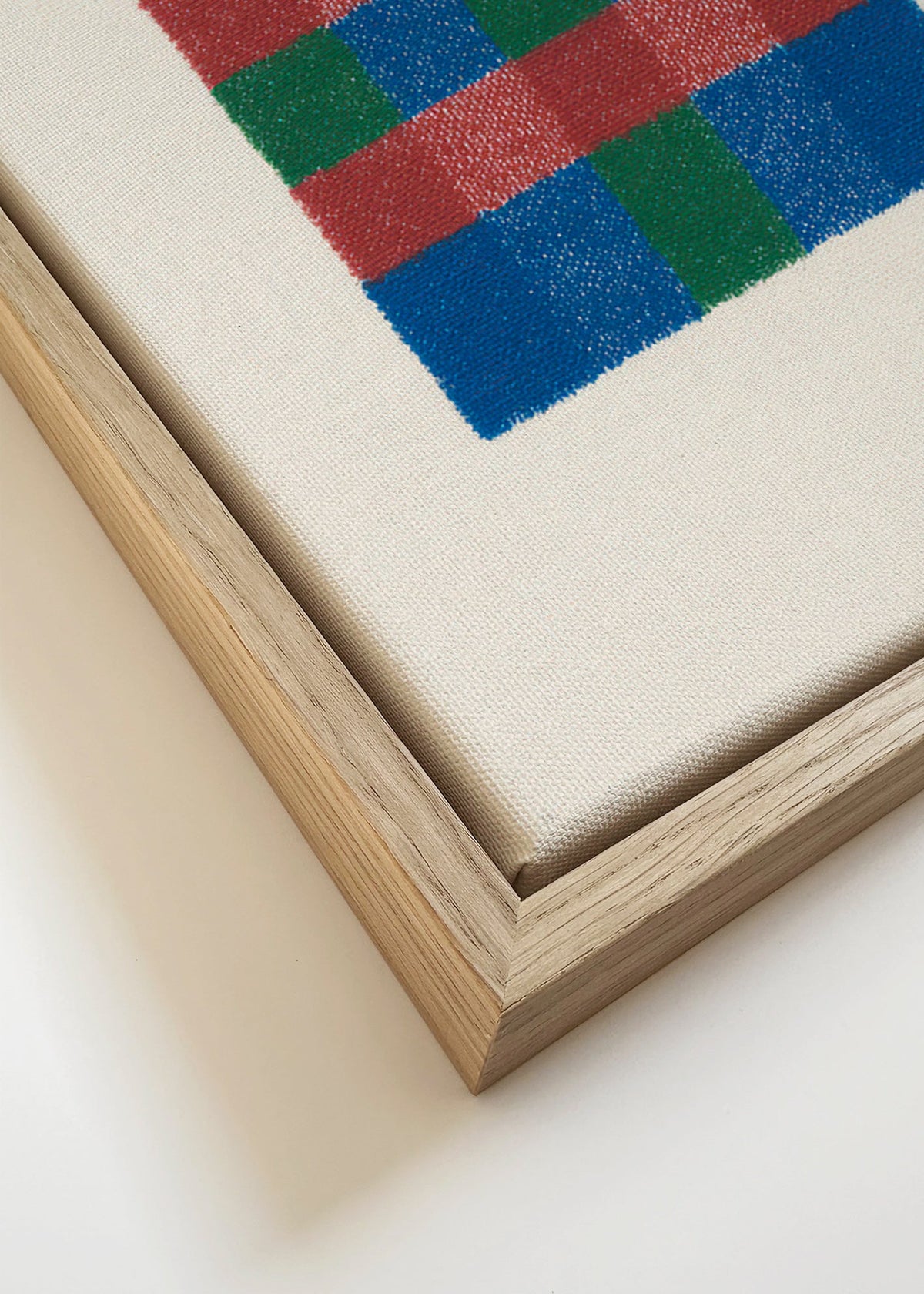Quadro geométrico em padrão xadrez colorido – Canvas detail