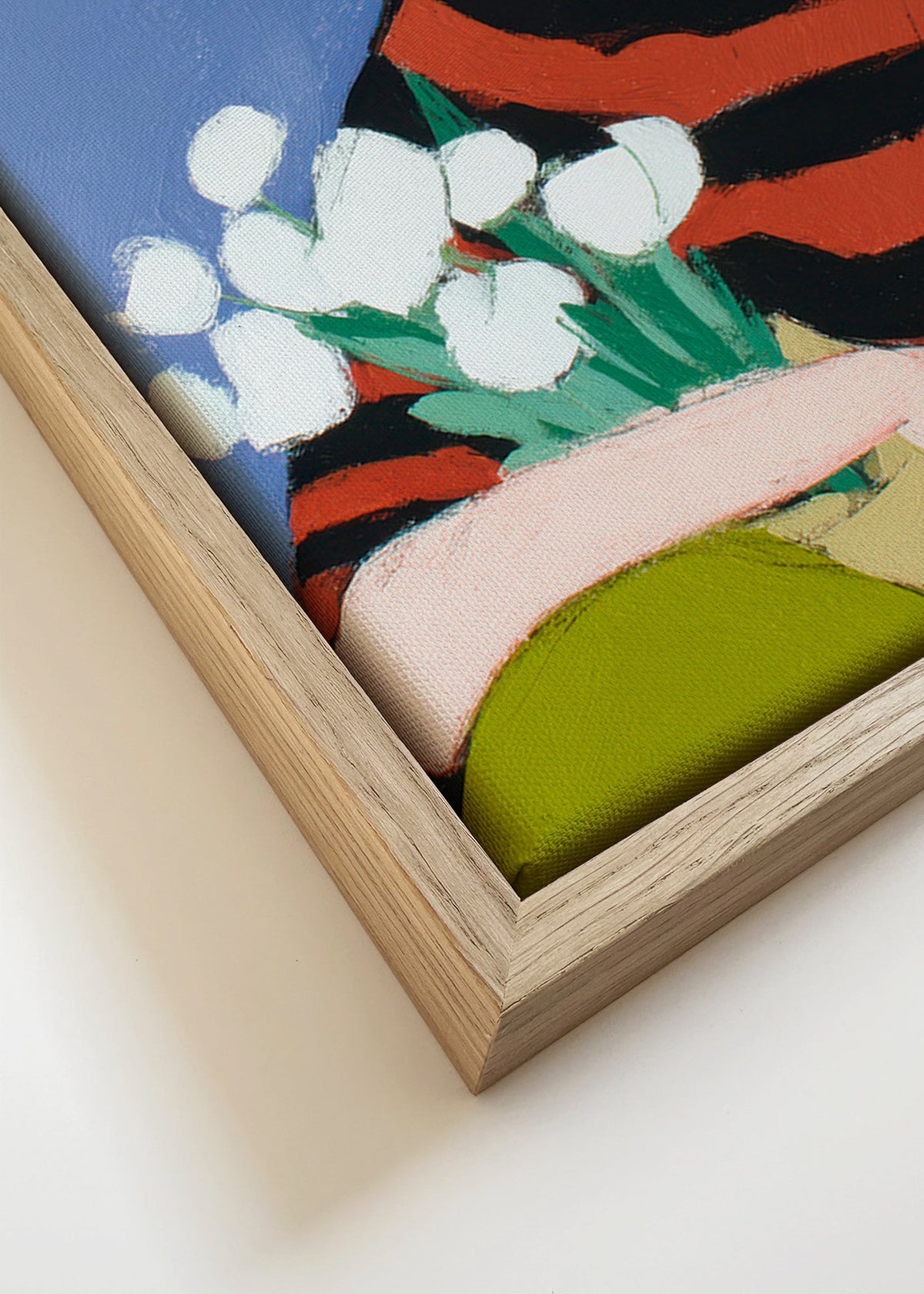 Ilustração de mulher com tulipas brancas – Canvas detail
