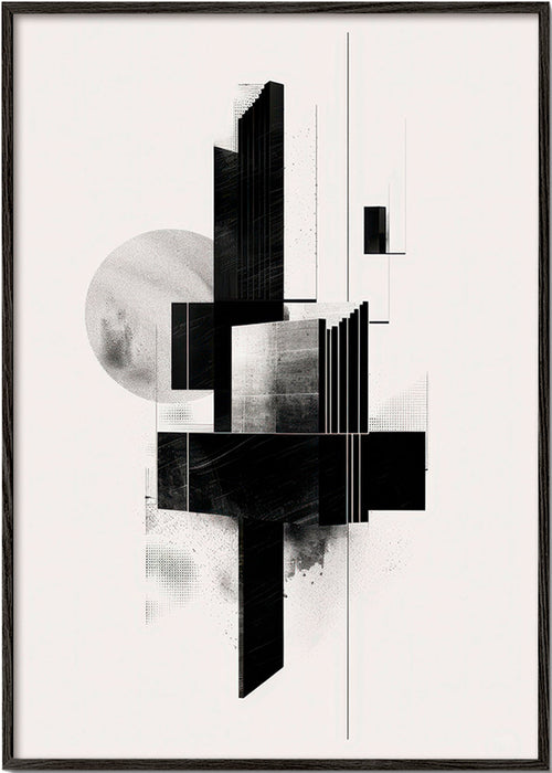 Poster geométrico com formas arquitetónicas a preto e branco – Black Frame