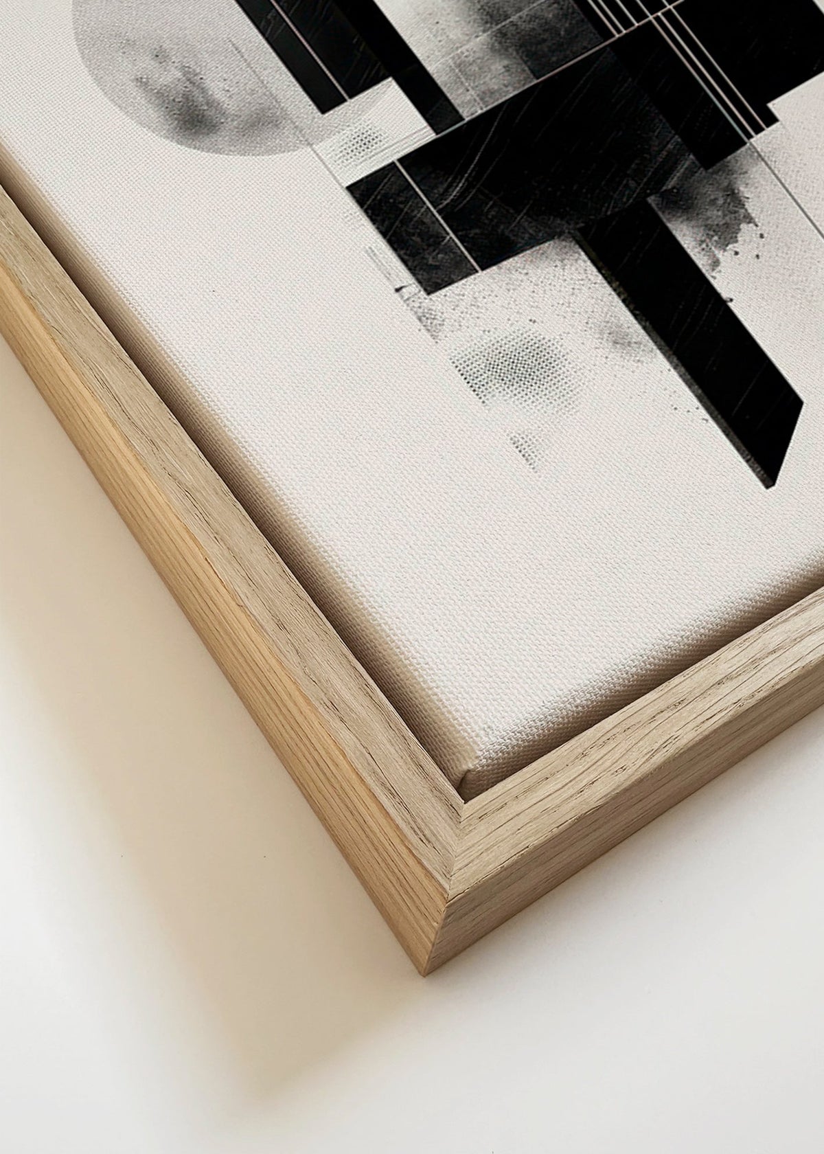 Poster geométrico com formas arquitetónicas a preto e branco – Canvas detail