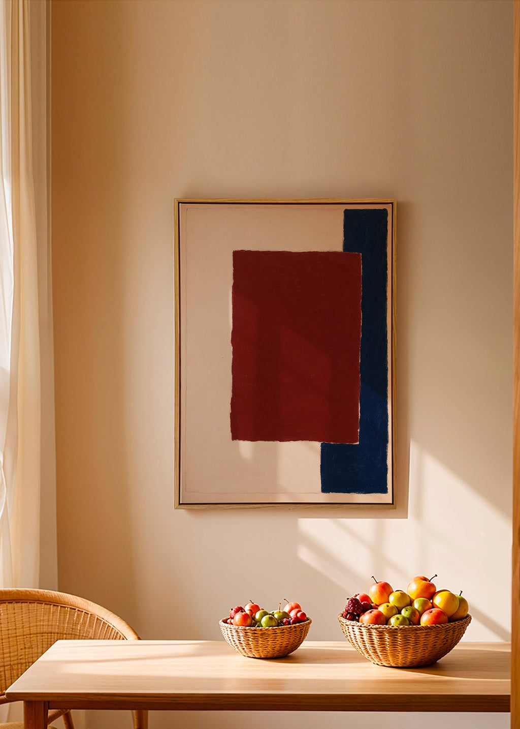 Arte abstrata com retângulo borgonha – Canvas1