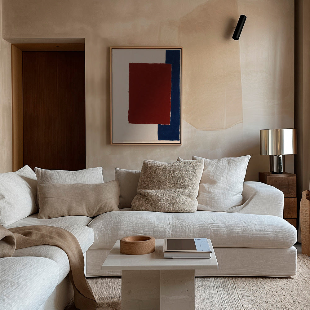 Arte abstrata com retângulo borgonha – Canvas2