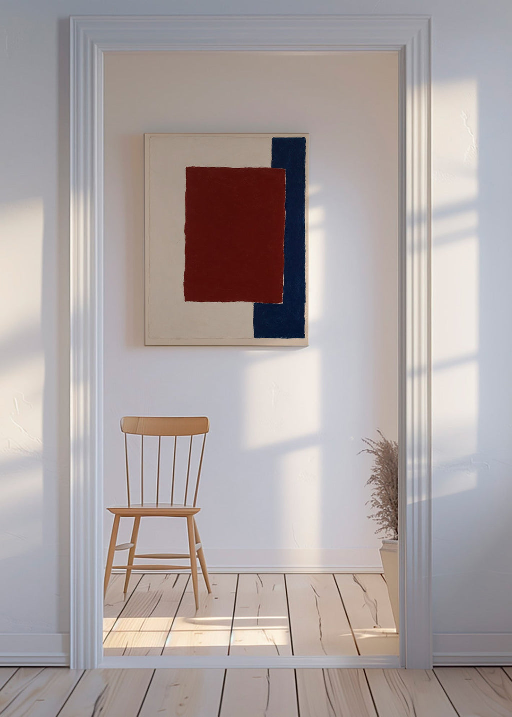 Arte abstrata com retângulo borgonha – Canvas