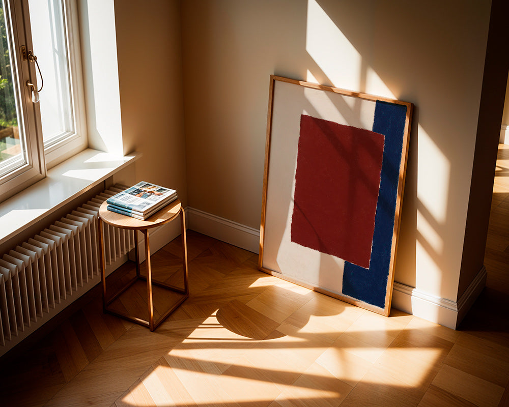 Arte abstrata com retângulo borgonha – Product1