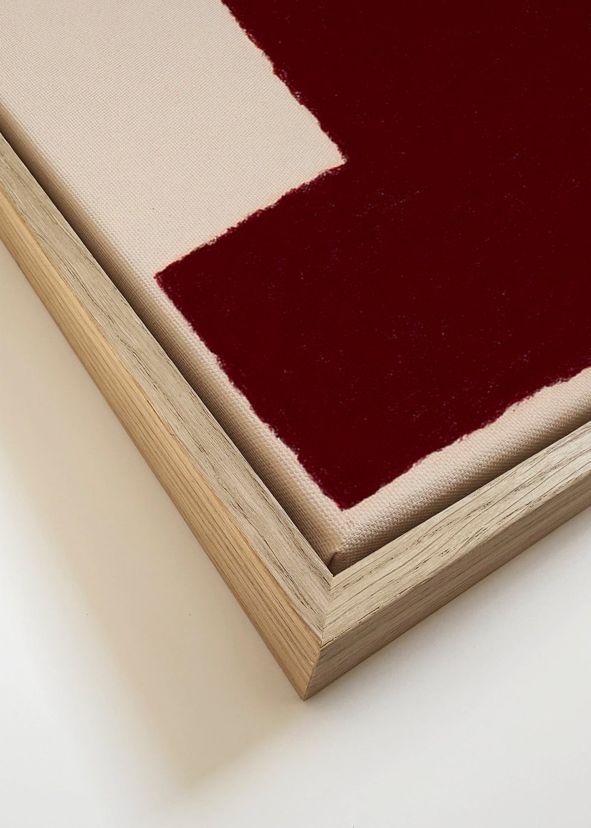 Quadro abstrato com bloco borgonha – Canvas detail
