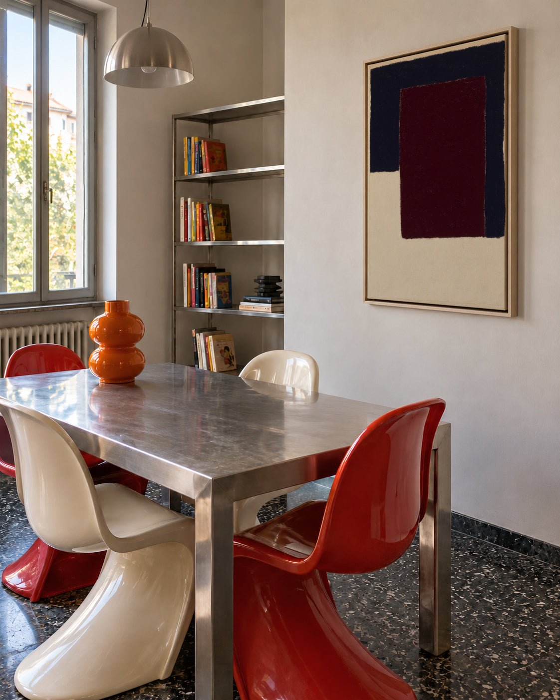Burgundy Corner VI - Framed canvas in an interior