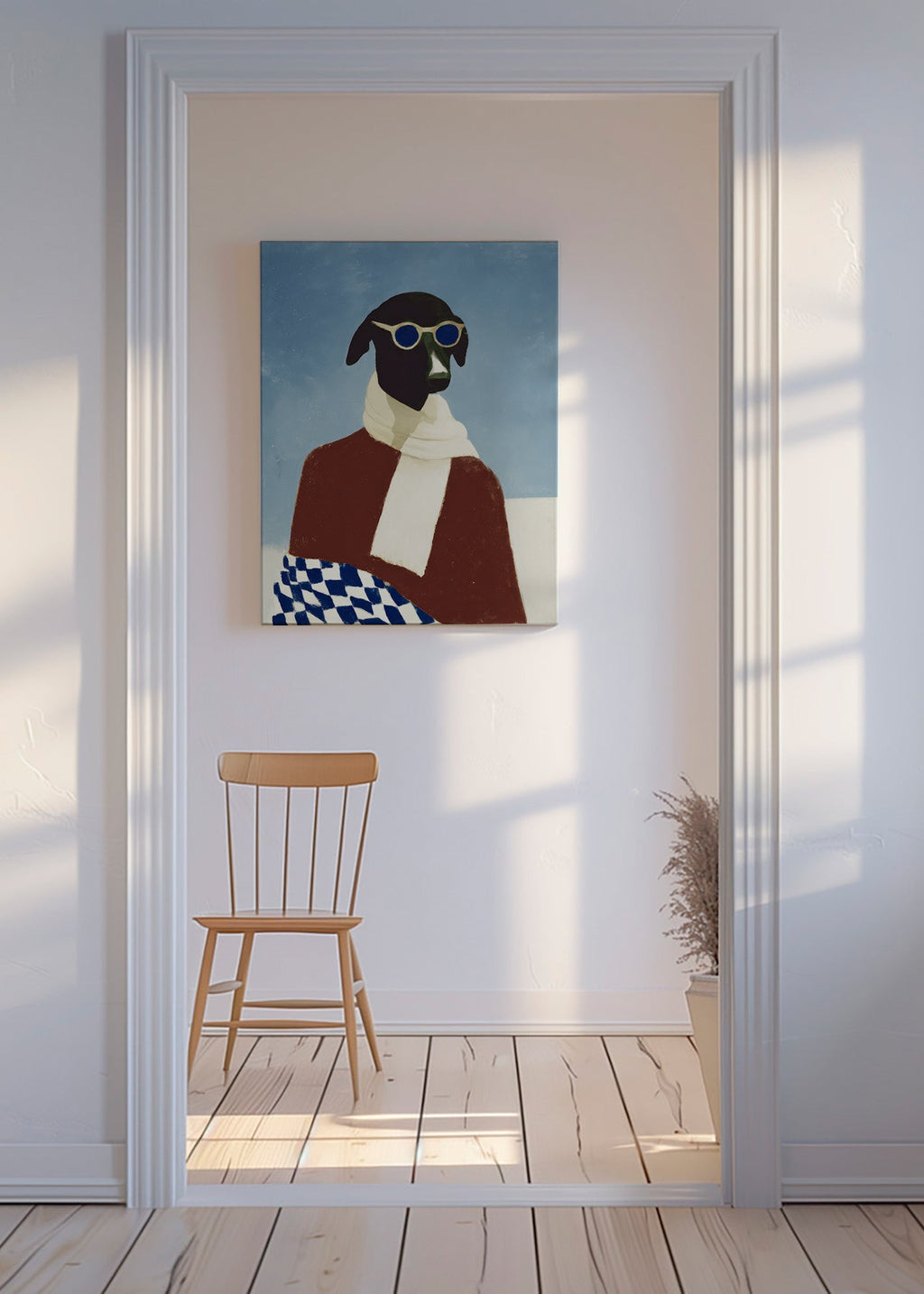 Quadro cão com cachecol de inverno – Canvas