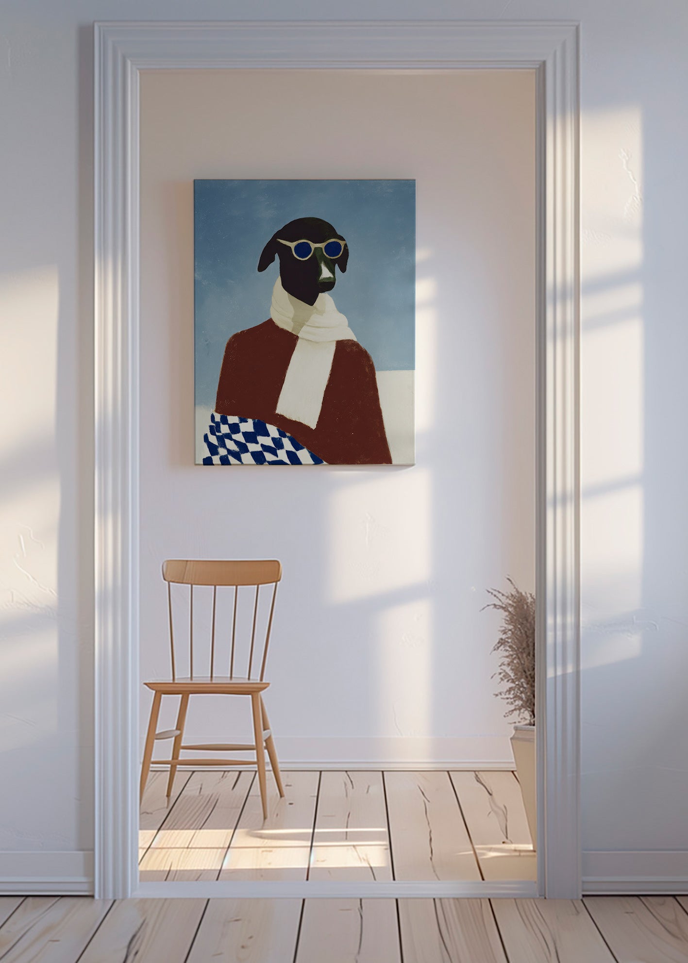 Quadro cão com cachecol de inverno – Canvas