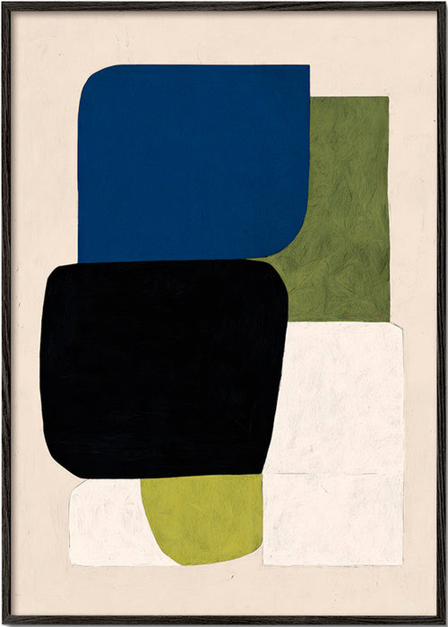 Obra abstrata com blocos de cor empilhados – Black Frame