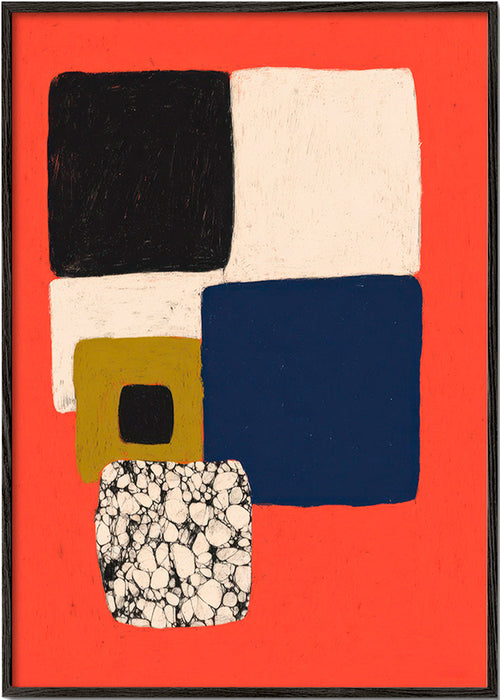 Poster geométrico vermelho e azul – Black Frame
