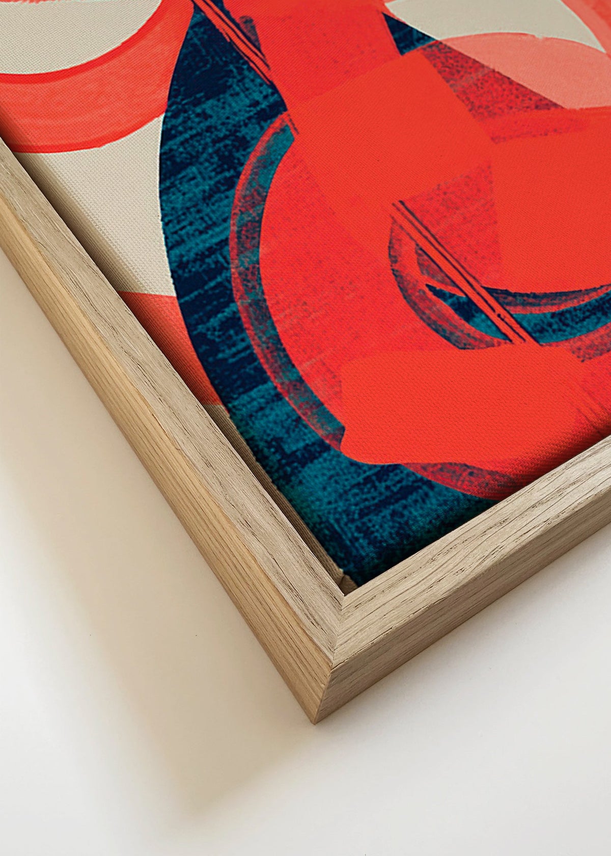 Obra abstrata com redemoinhos vermelhos e gesto vertical – Canvas detail