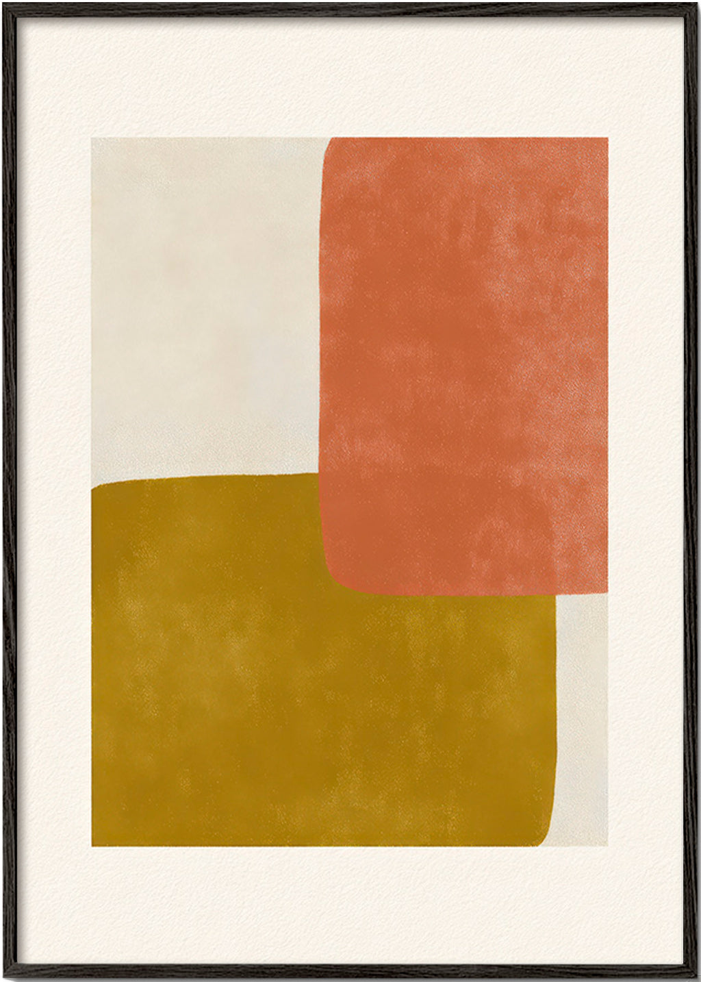 Arte abstrata com blocos terracota e ocre – Black Frame