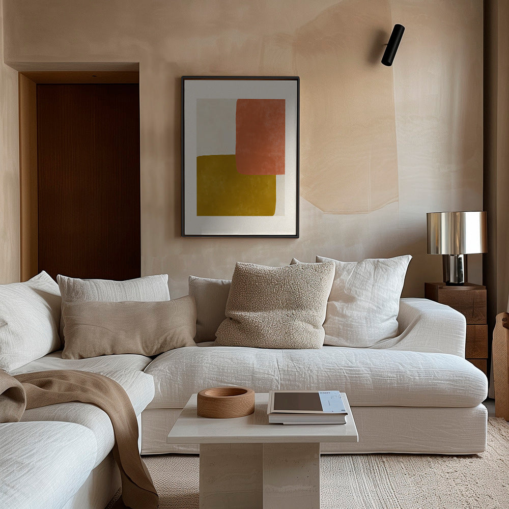Arte abstrata com blocos terracota e ocre – Canvas2