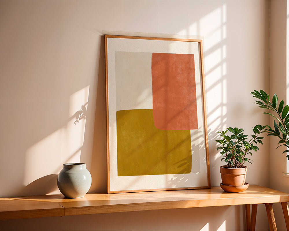 Arte abstrata com blocos terracota e ocre – Product1