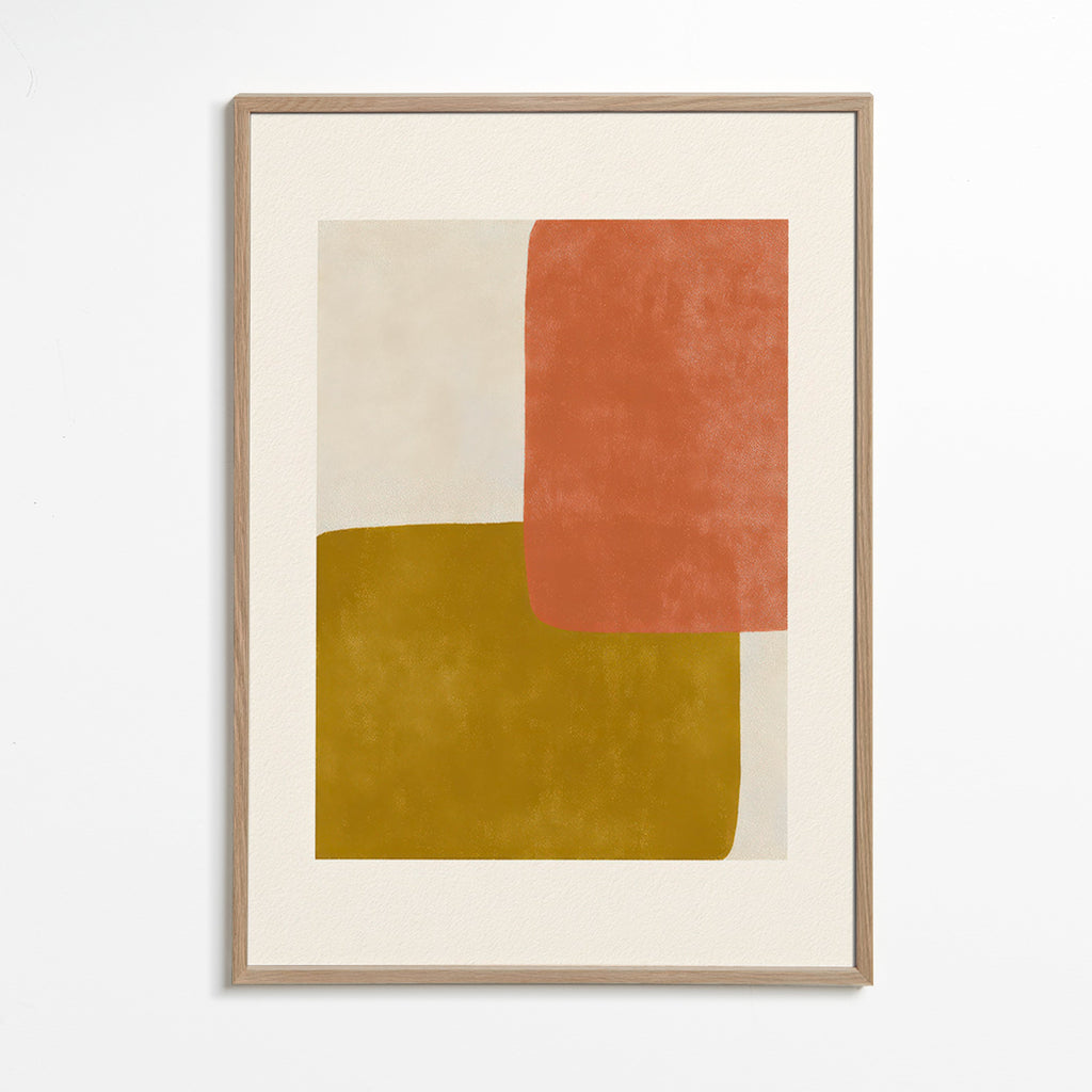 Arte abstrata com blocos terracota e ocre – Oak Frame
