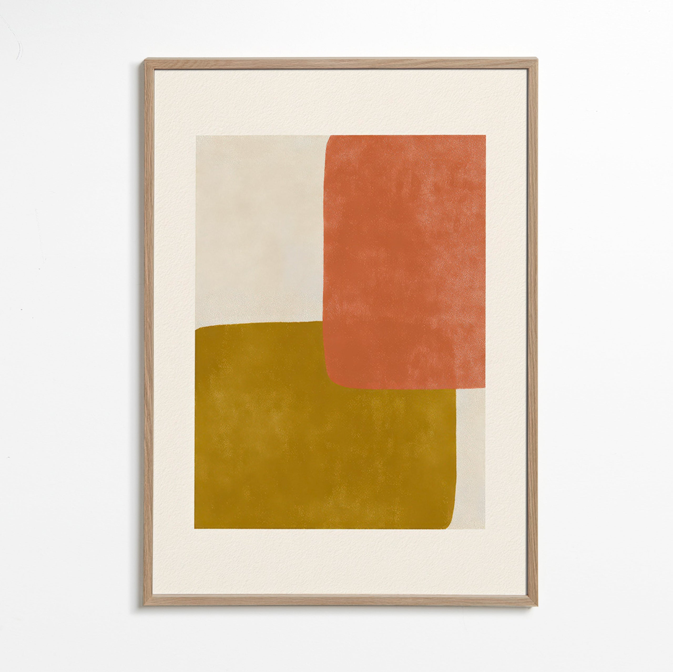Arte abstrata com blocos terracota e ocre – Oak Frame