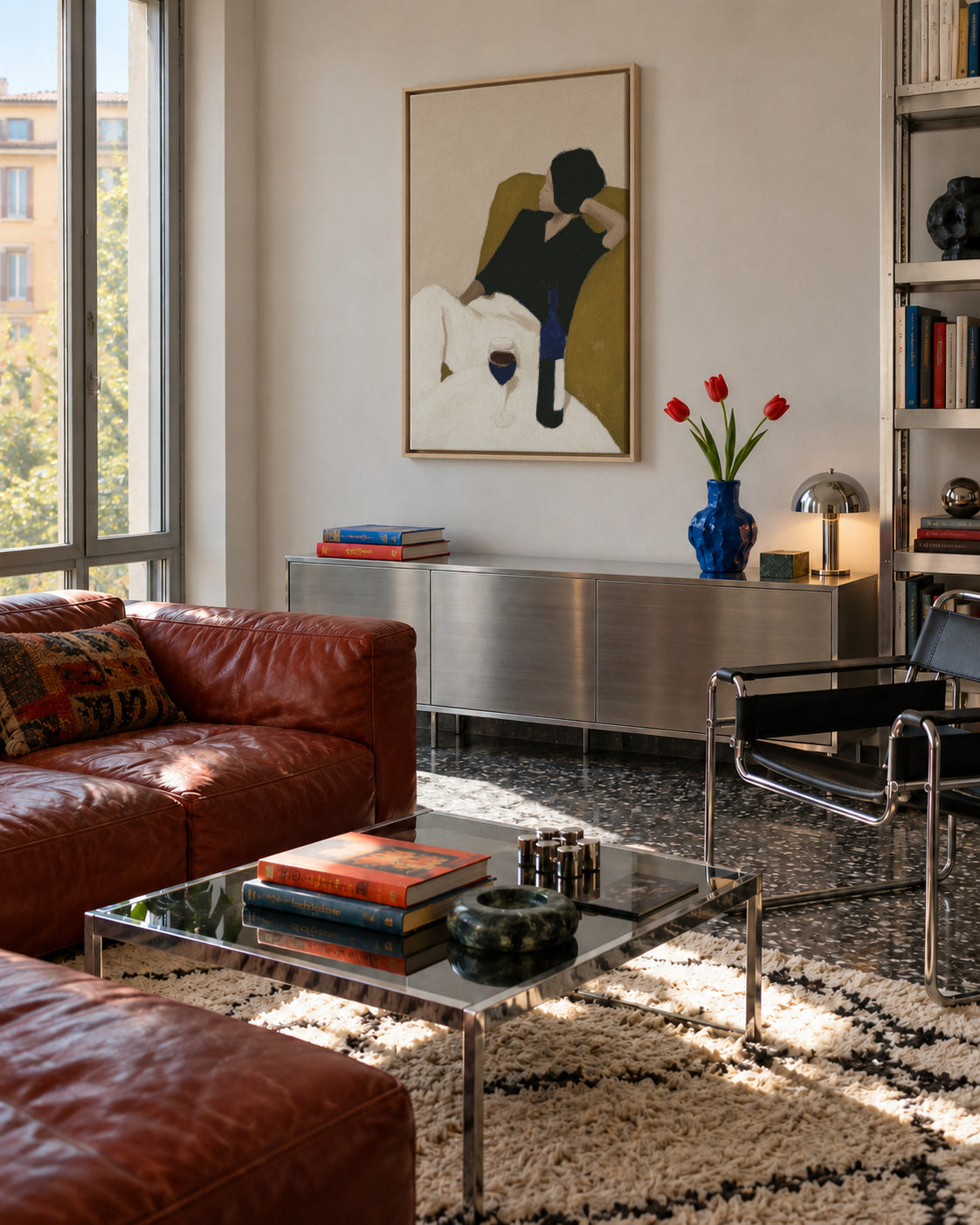 Afternoon Wine - Framed canvas in an interior