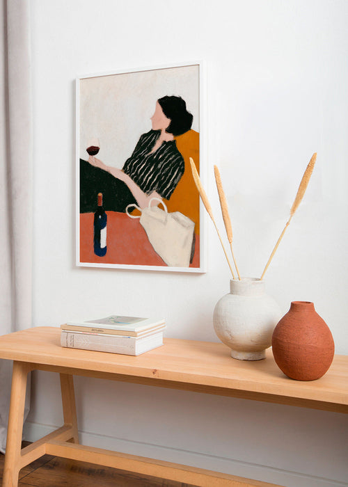Arte para cozinha mulher com taça de vinho – Product1
