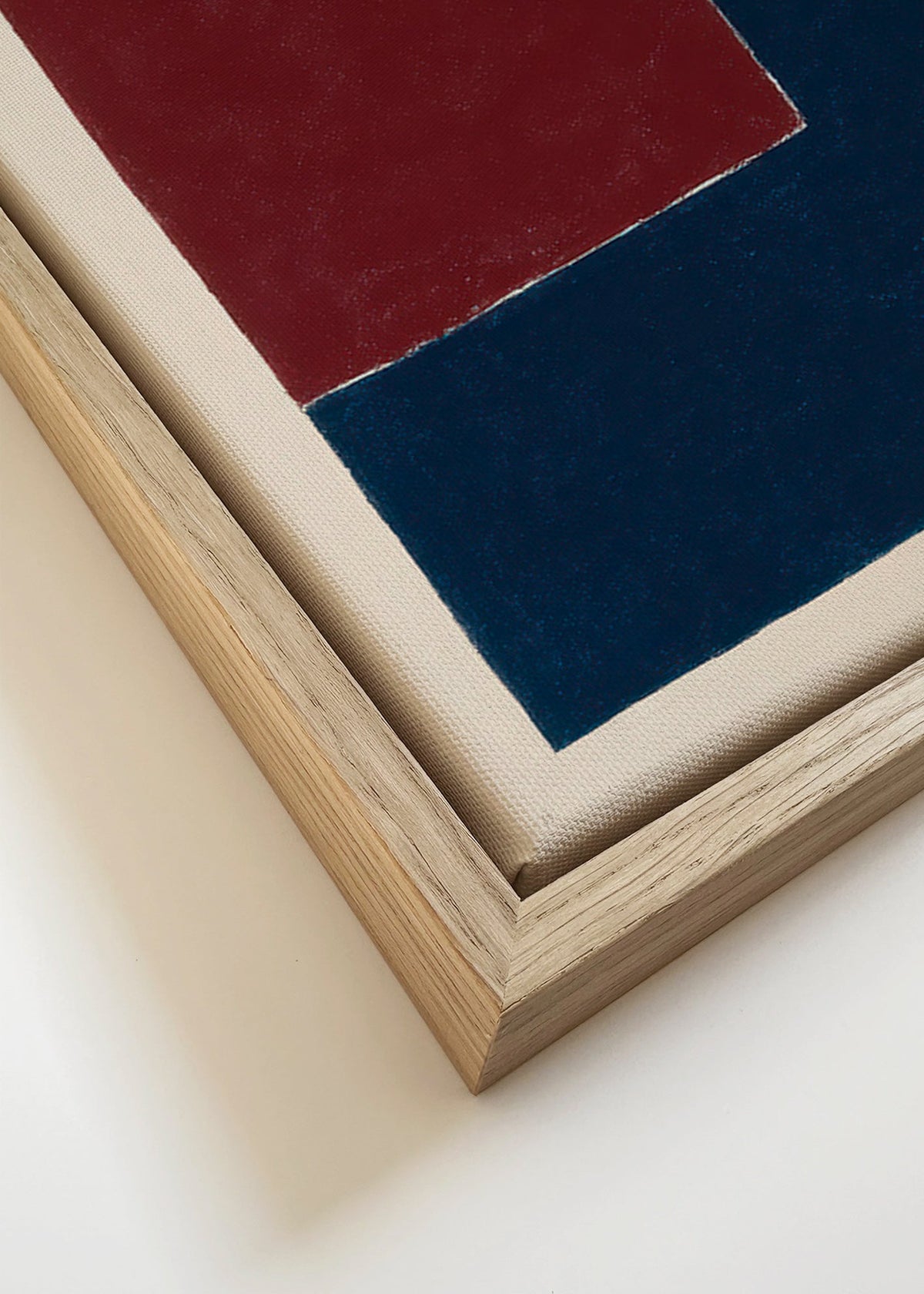 Arte geométrica com blocos azul escuro e bordô – Canvas detail