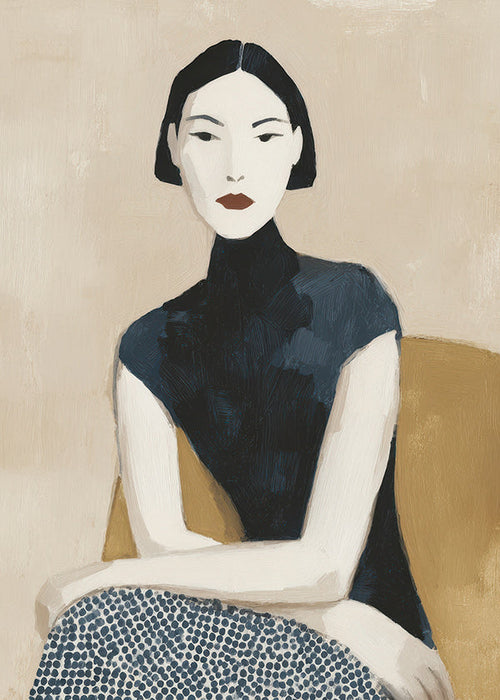 Ilustração retrato de mulher com gola alta