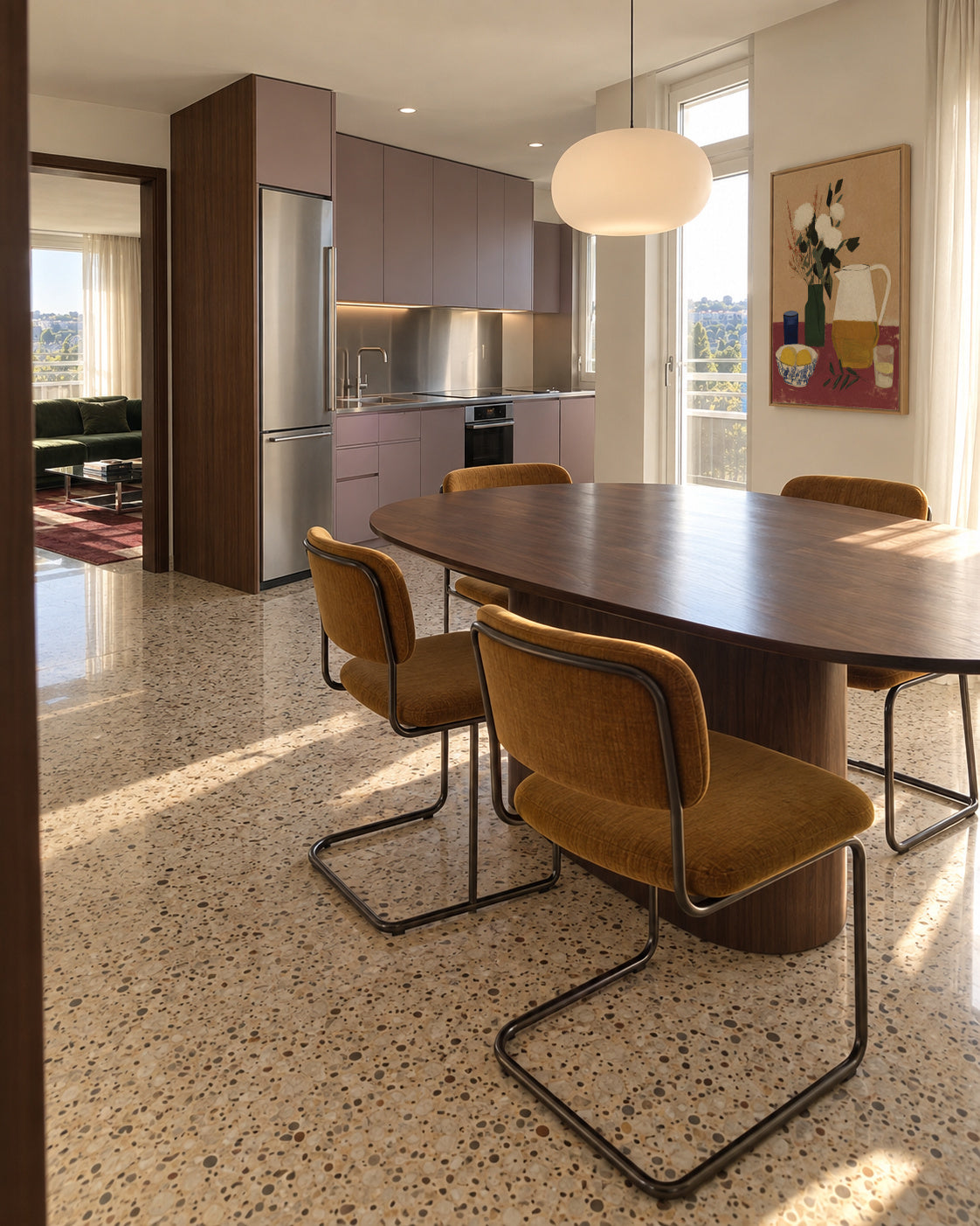 White Flowers & Pitcher I - Framed canvas in an interior