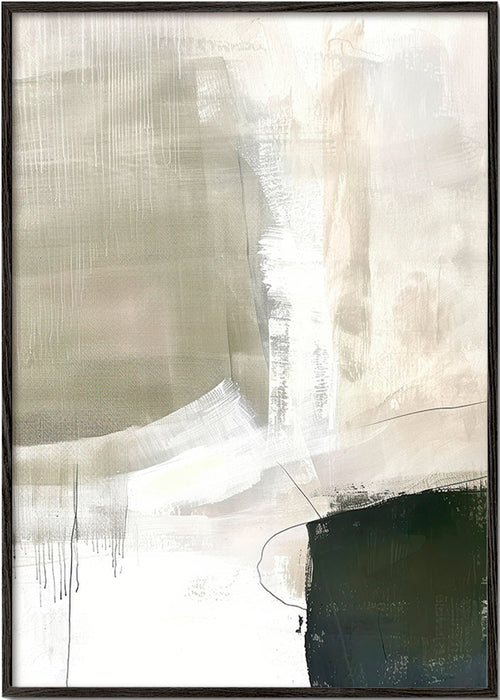 Arte abstrato em tons bege neutros – Black Frame