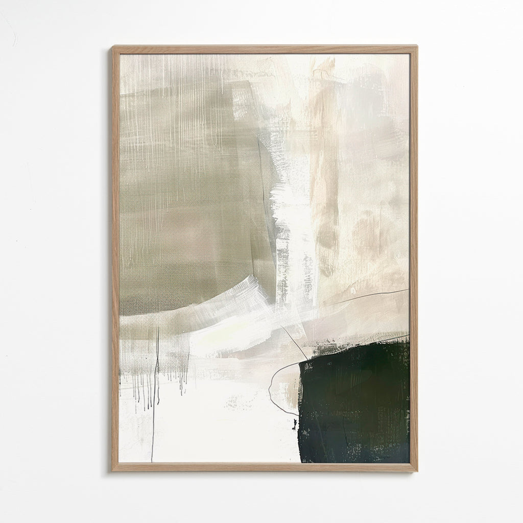 Arte abstrato em tons bege neutros – Oak Frame