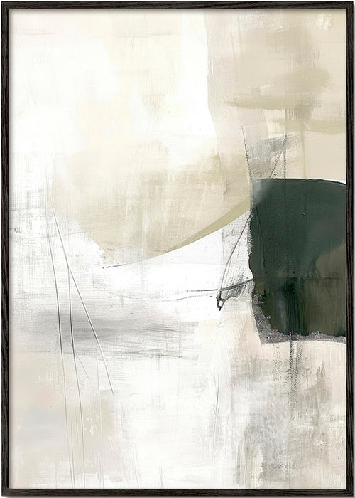 Quadro abstrato minimalista com bloco verde – Black Frame