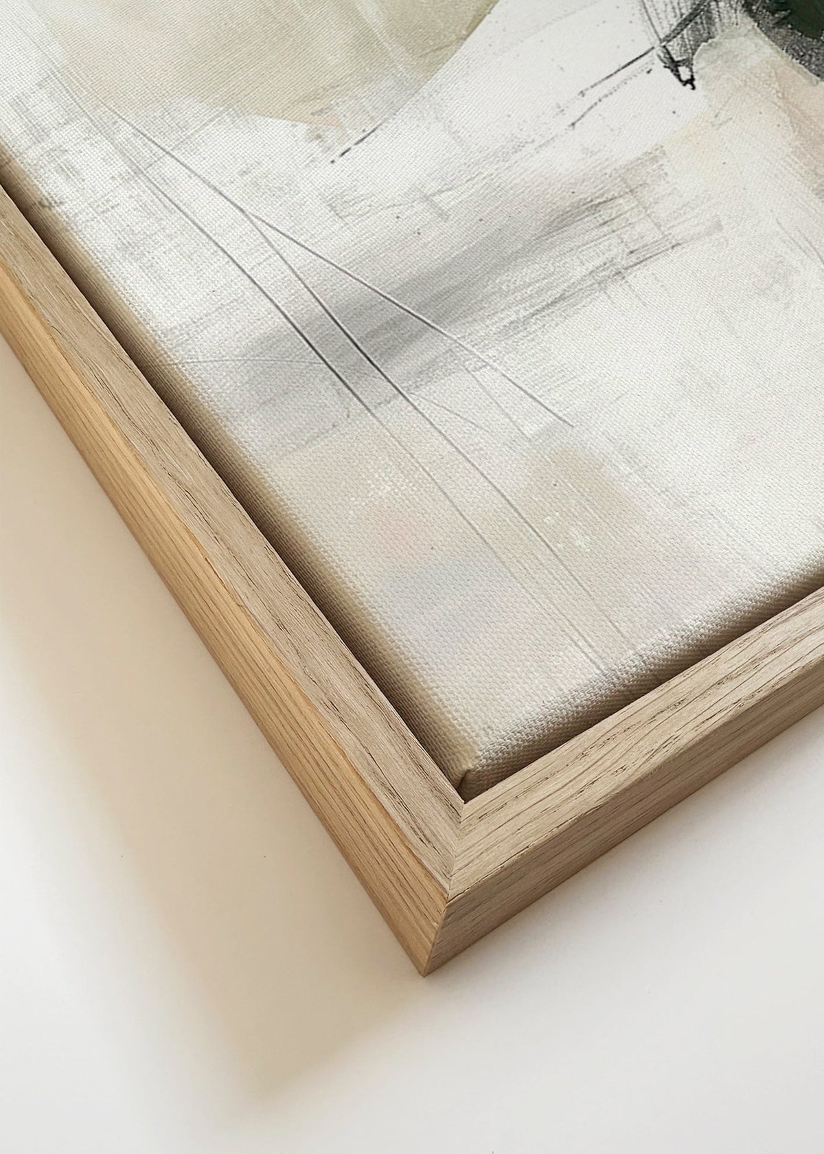 Quadro abstrato minimalista com bloco verde – Canvas detail