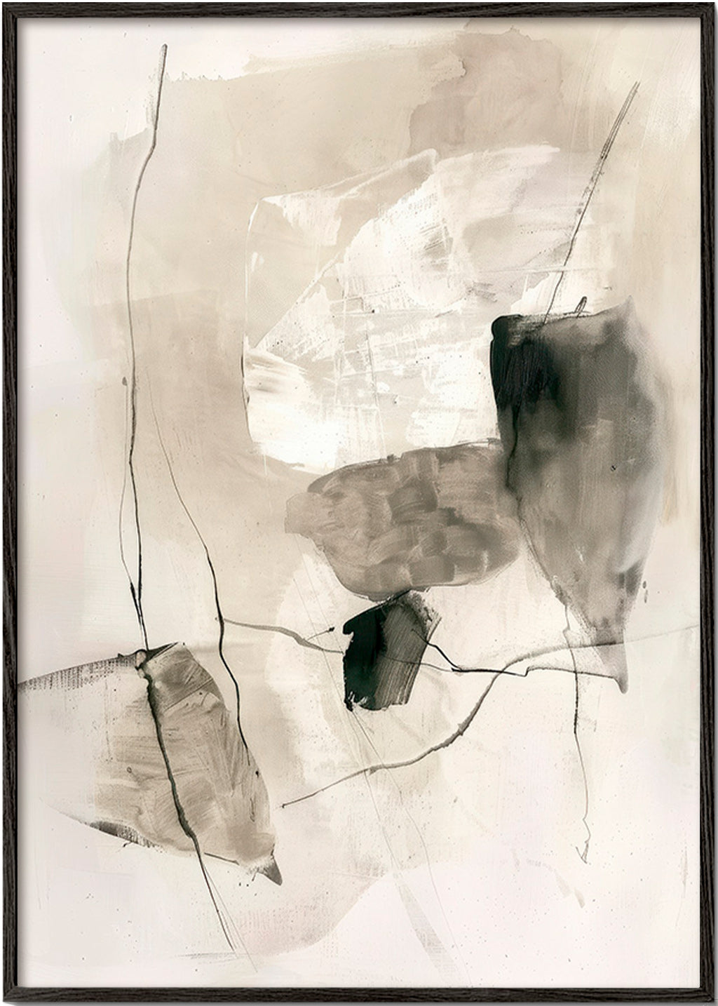 Obra abstrata com lavagens de tinta – Black Frame